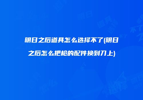 明日之后道具怎么选择不了(明日之后怎么把枪的配件换到刀上)
