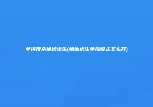 单挑反杀绝地求生(绝地求生单挑模式怎么开)