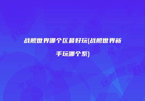战舰世界哪个区最好玩(战舰世界新手玩哪个系)