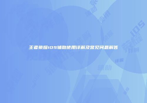 王者荣耀iOS辅助使用详解及常见问题解答