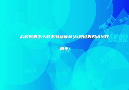 战舰世界怎么收不到验证码(战舰世界邀请码在哪里)
