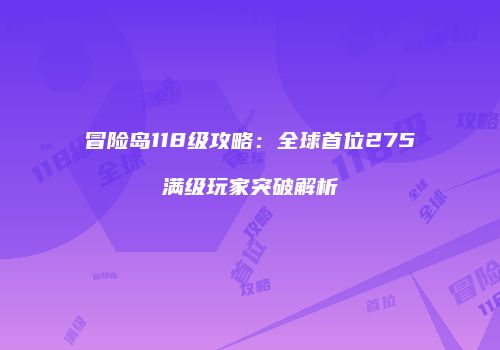 冒险岛118级攻略：全球首位275满级玩家突破解析