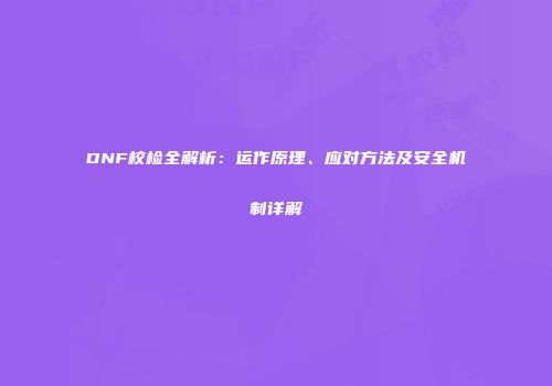 DNF校检全解析：运作原理、应对方法及安全机制详解