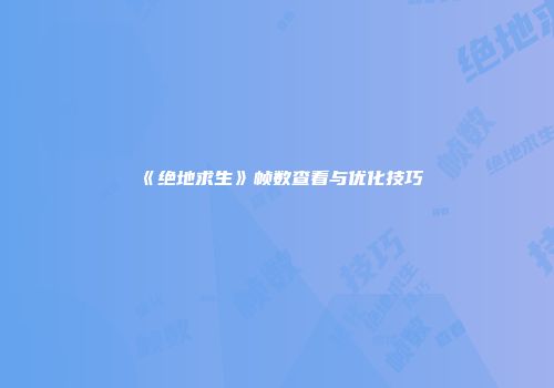 《绝地求生》帧数查看与优化技巧