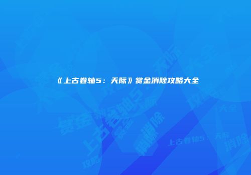 《上古卷轴5：天际》赏金消除攻略大全