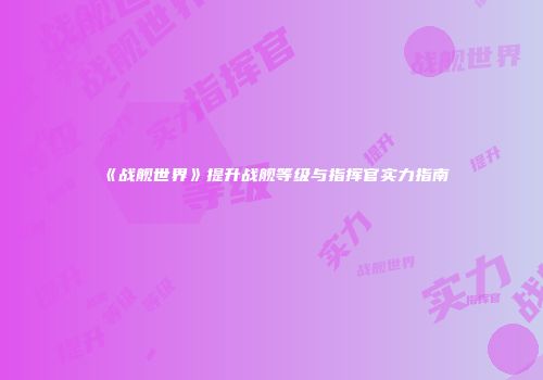 《战舰世界》提升战舰等级与指挥官实力指南