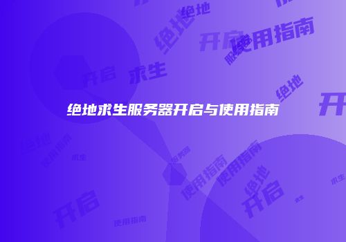 绝地求生服务器开启与使用指南