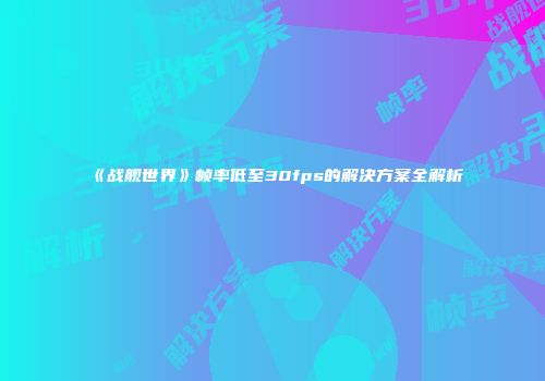 《战舰世界》帧率低至30fps的解决方案全解析