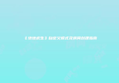 《绝地求生》自定义模式及房间创建指南