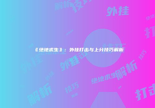 《绝地求生》：外挂打击与上分技巧解析