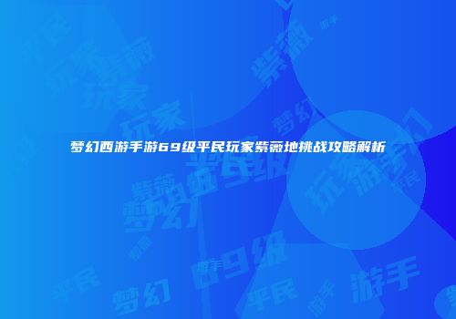 梦幻西游手游69级平民玩家紫薇地挑战攻略解析