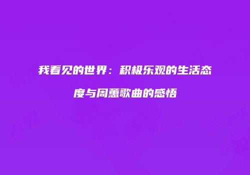 我看见的世界：积极乐观的生活态度与周蕙歌曲的感悟