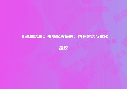 《绝地求生》电脑配置指南：内存需求与优化建议