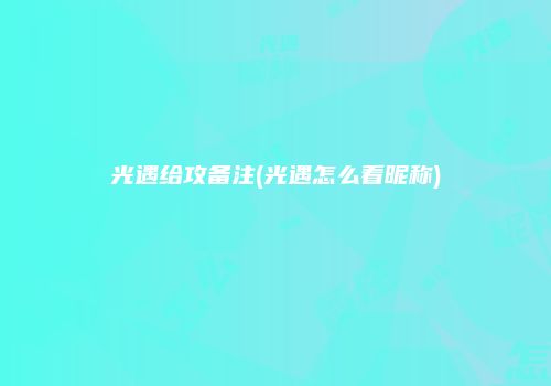 光遇给攻备注(光遇怎么看昵称)