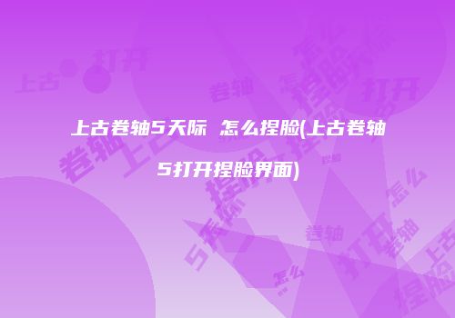 上古卷轴5天际 怎么捏脸(上古卷轴5打开捏脸界面)