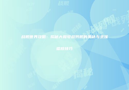 战舰世界攻略：揭秘大和号战列舰的奥秘与录像播放技巧