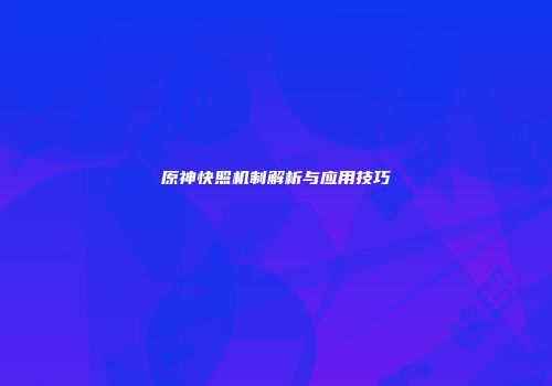 原神快照机制解析与应用技巧