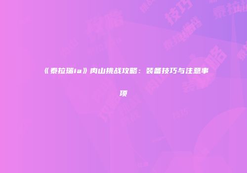 《泰拉瑞ia》肉山挑战攻略：装备技巧与注意事项