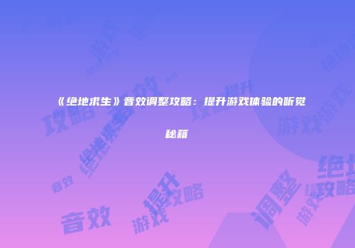 《绝地求生》音效调整攻略：提升游戏体验的听觉秘籍