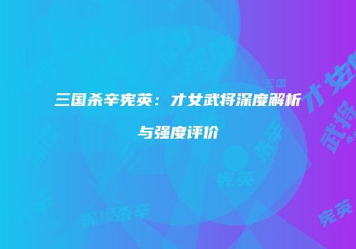 三国杀辛宪英：才女武将深度解析与强度评价