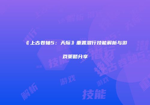 《上古卷轴5：天际》重置潜行技能解析与游戏策略分享