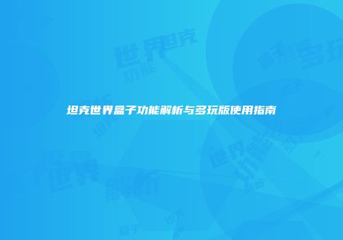坦克世界盒子功能解析与多玩版使用指南