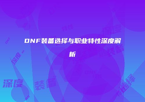 DNF装备选择与职业特性深度解析