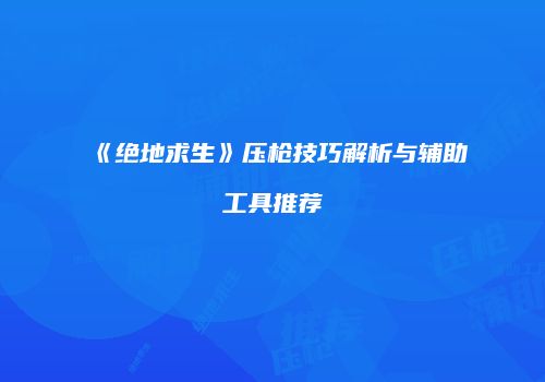 《绝地求生》压枪技巧解析与辅助工具推荐