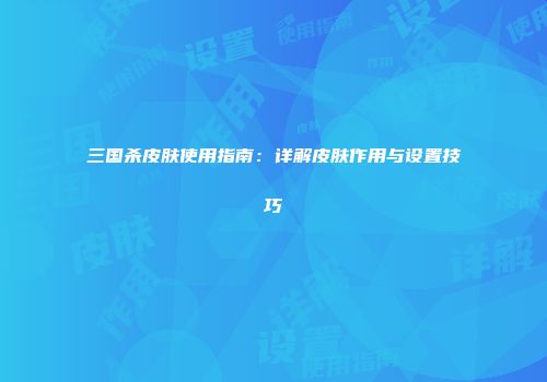 三国杀皮肤使用指南：详解皮肤作用与设置技巧