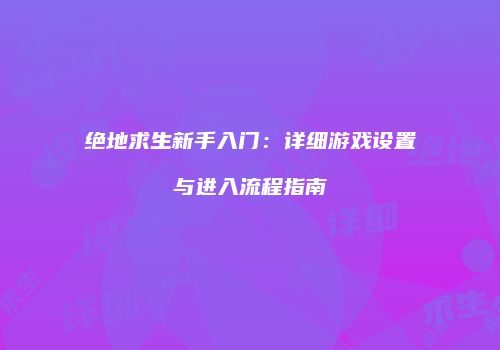 绝地求生新手入门：详细游戏设置与进入流程指南