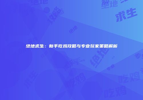 绝地求生：新手吃鸡攻略与专业玩家策略解析