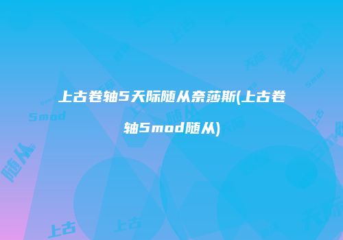 上古卷轴5天际随从奈莎斯(上古卷轴5mod随从)