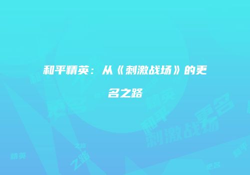 和平精英：从《刺激战场》的更名之路