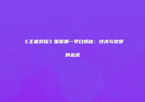 《王者荣耀》国服第一李白揭秘：技术与荣誉的追求
