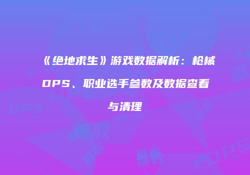 《绝地求生》游戏数据解析：枪械DPS、职业选手参数及数据查看与清理