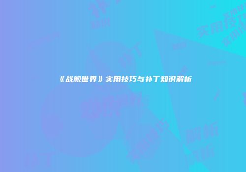 《战舰世界》实用技巧与补丁知识解析