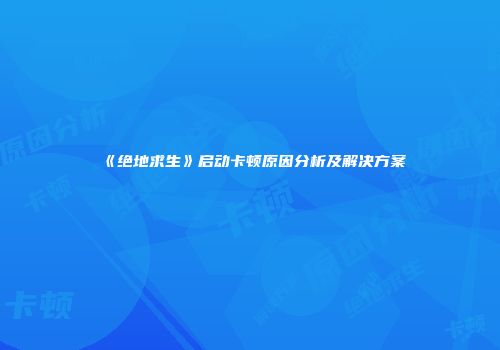 《绝地求生》启动卡顿原因分析及解决方案