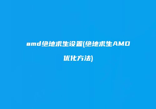 amd绝地求生设置(绝地求生AMD优化方法)