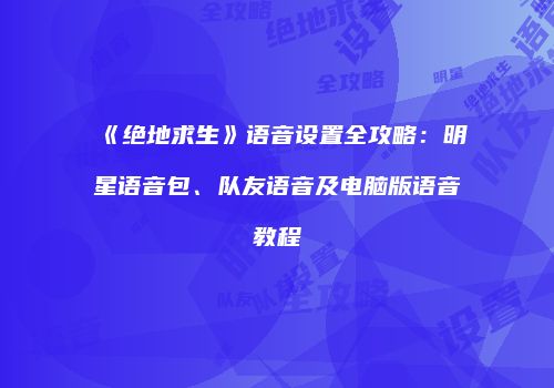 《绝地求生》语音设置全攻略：明星语音包、队友语音及电脑版语音教程