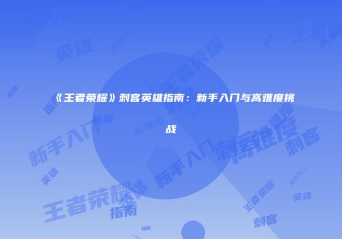《王者荣耀》刺客英雄指南：新手入门与高难度挑战
