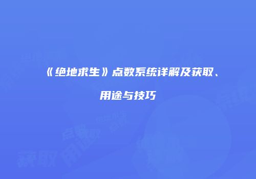 《绝地求生》点数系统详解及获取、用途与技巧