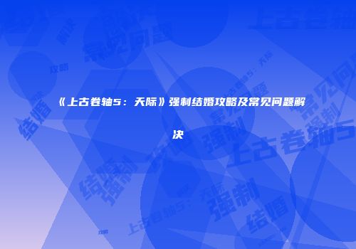《上古卷轴5：天际》强制结婚攻略及常见问题解决
