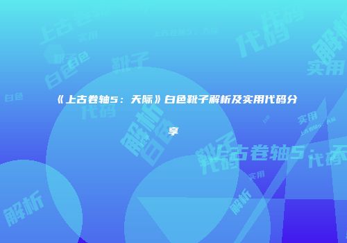 《上古卷轴5：天际》白色靴子解析及实用代码分享