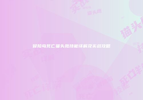 冒险岛死亡猫头鹰技能详解及实战攻略