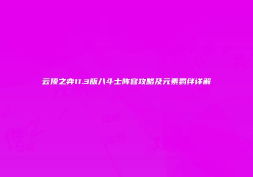云顶之弈11.3版八斗士阵容攻略及元素羁绊详解