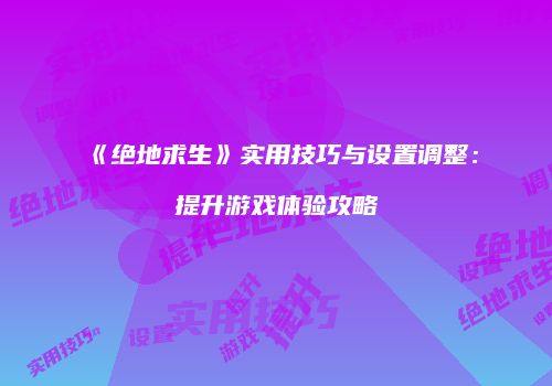 《绝地求生》实用技巧与设置调整：提升游戏体验攻略