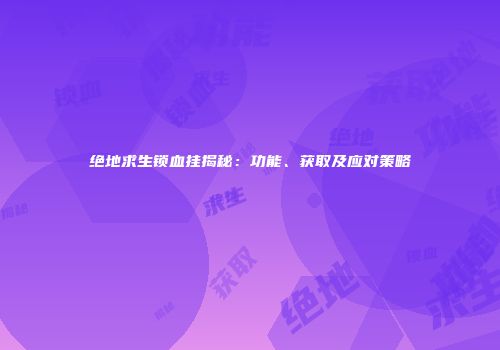 绝地求生锁血挂揭秘：功能、获取及应对策略