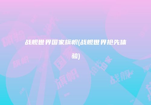 战舰世界国家旗帜(战舰世界抢先体验)