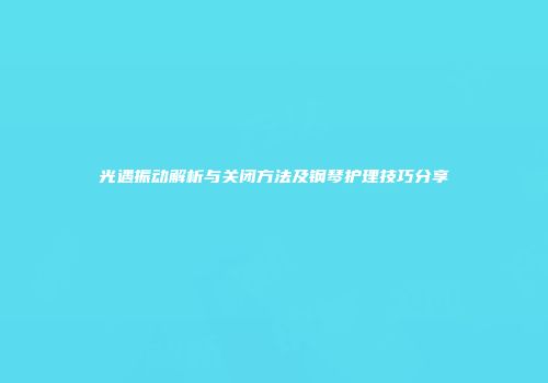 光遇振动解析与关闭方法及钢琴护理技巧分享