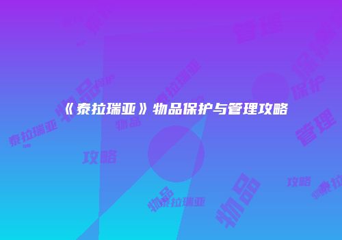 《泰拉瑞亚》物品保护与管理攻略